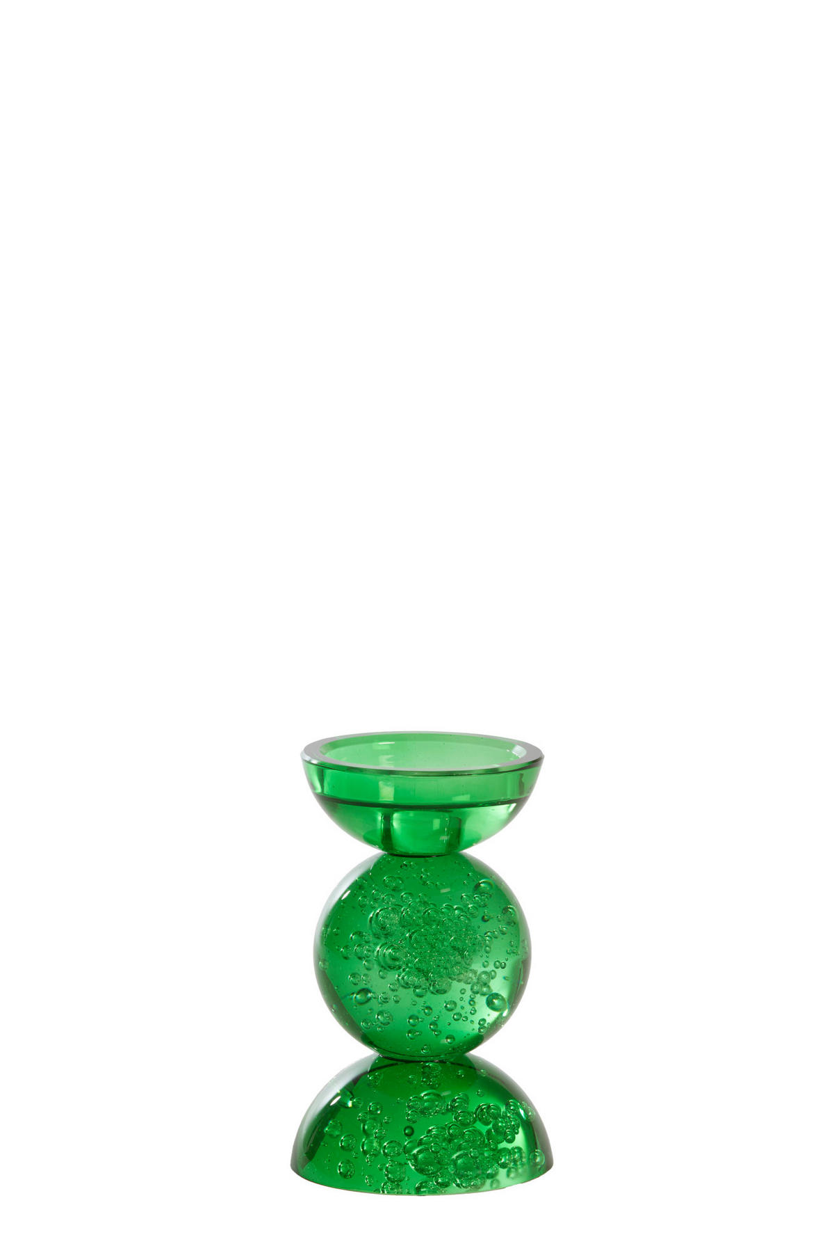 KERZENHALTER Itinga Grün Ø9,5/15,5 cm - Grün, Glas (9.5/15.5/9.5cm) - Light & Living