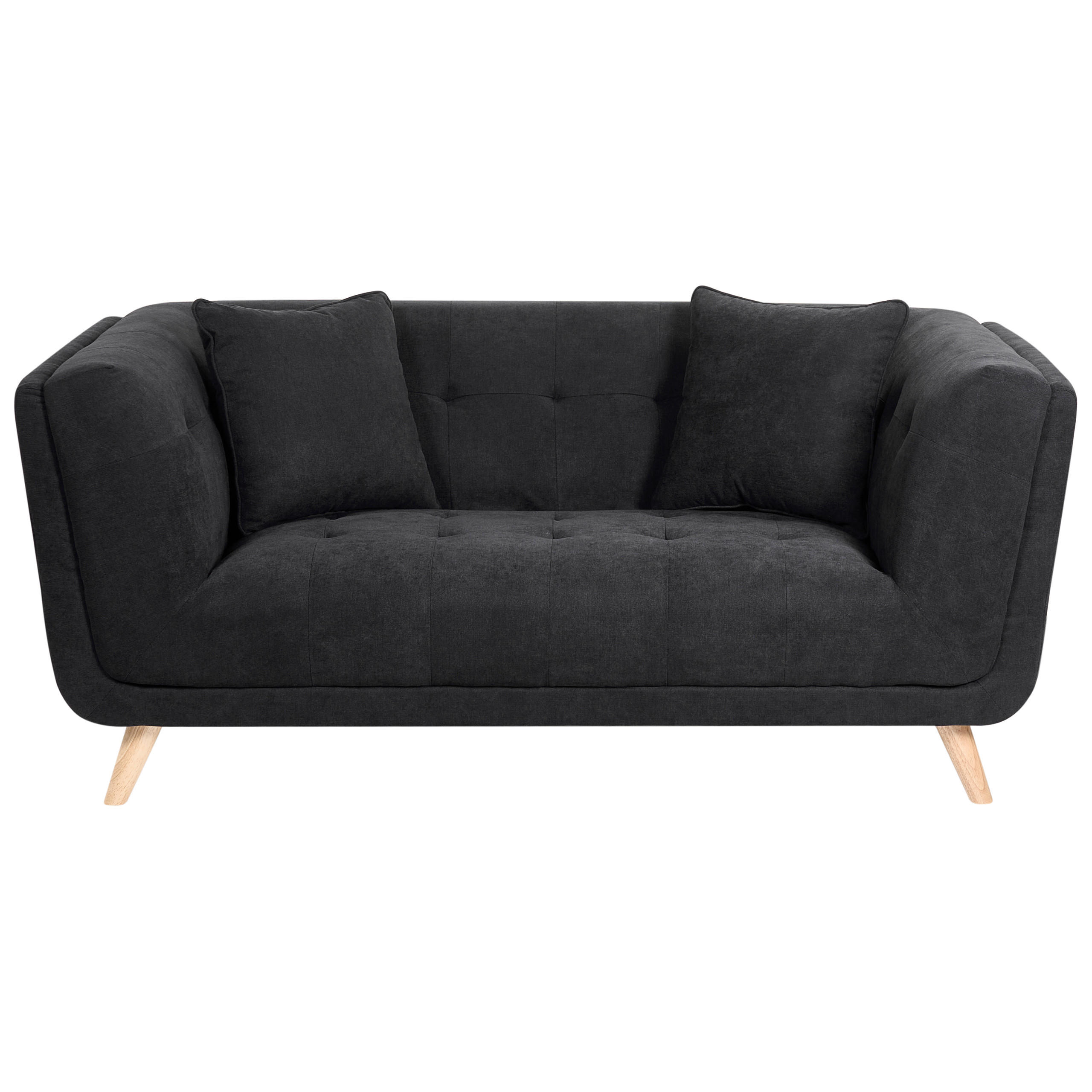 2-SITZER-SOFA Stoff Schwarz Habo - Hellbraun, Textil (176/78/72cm) - Beliani