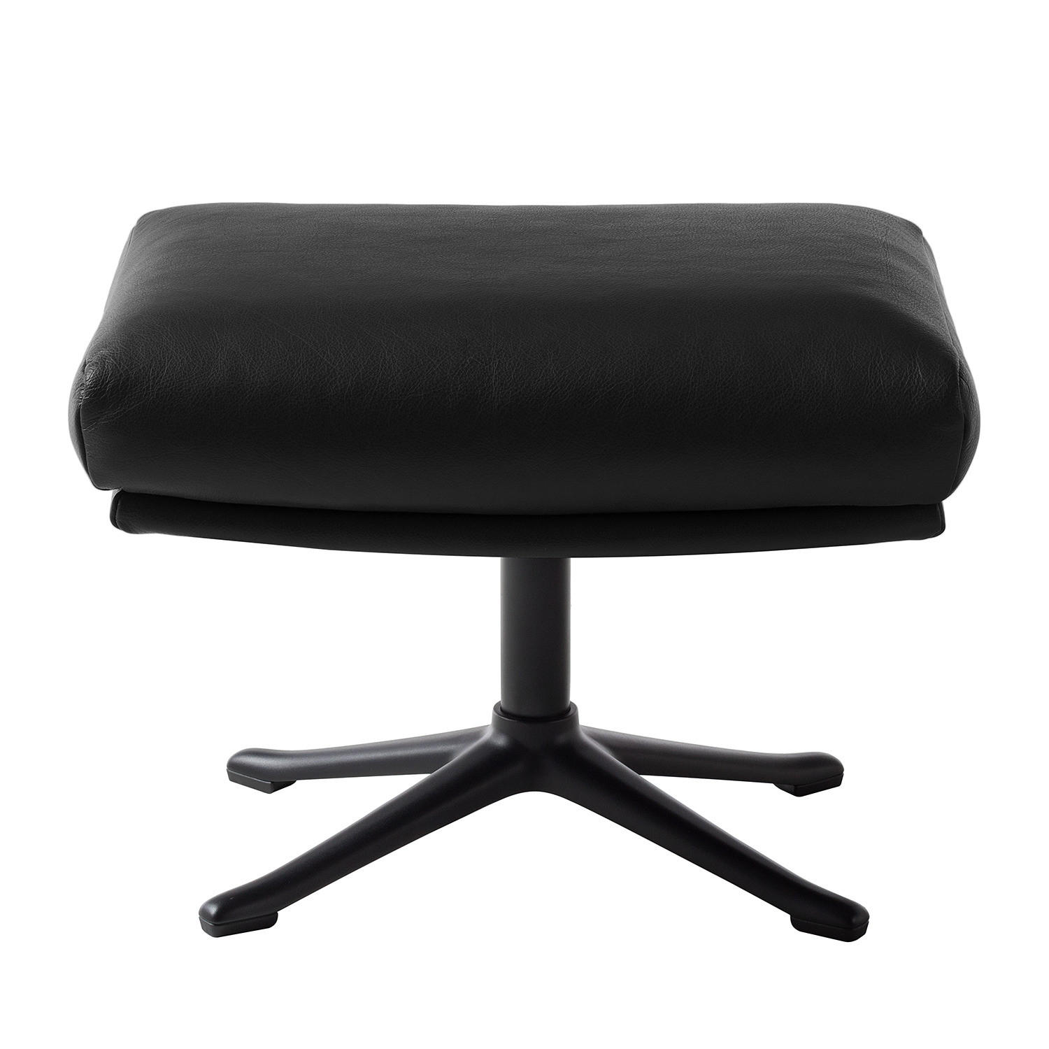 HOCKER mit Kreuzfuß - Schwarz, Leder/Metall (54/41/41cm) - home24