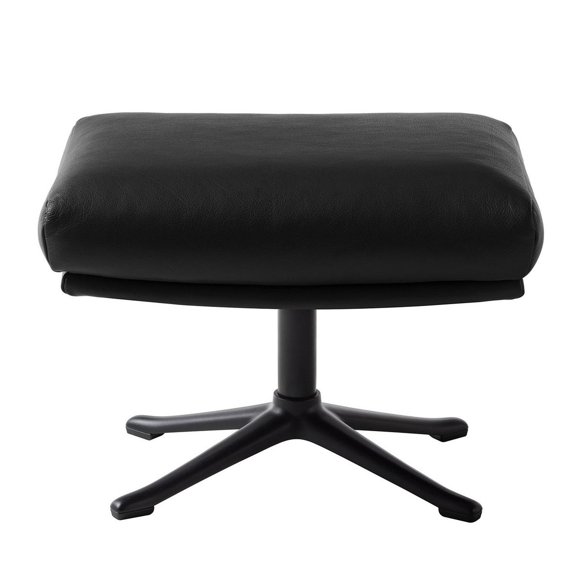 HOCKER mit Kreuzfuß - Schwarz, Leder/Metall (54/41/41cm) - home24