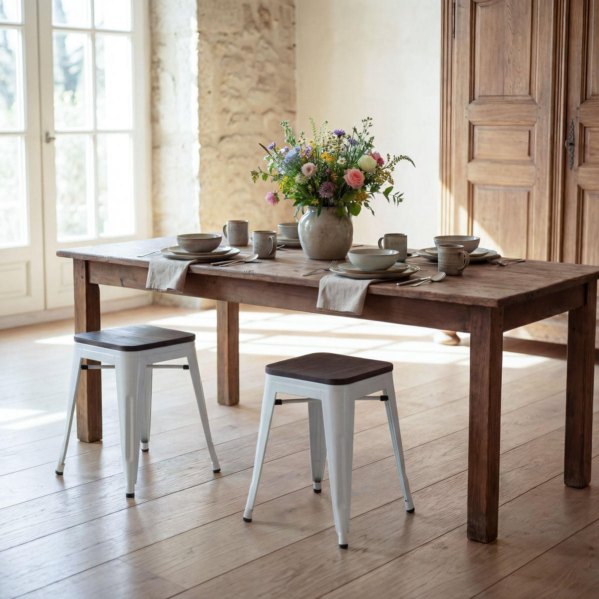 HOCKER HOLZ-SITZFLÄCHE Weiß - Weiß, Holz (39/45/39cm) - MCW