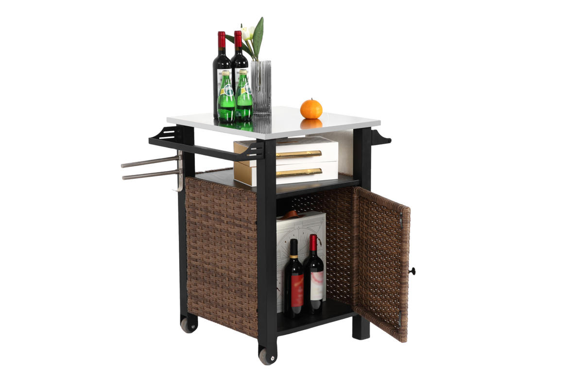 KÜCHENINSEL 76/85/57 cm Braun aus Stahl mit Rollen - Braun, Metall (76/85/57cm) - OKMYHOME