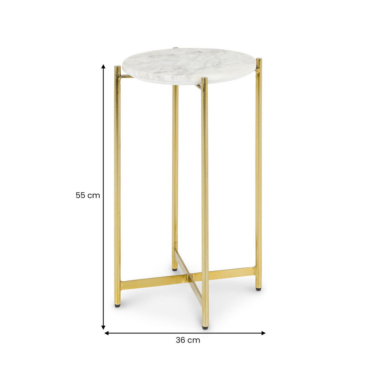 BEISTELLTISCH CRATO bronze/weiß - Weiß/Bronzefarben, Naturmaterialien/Metall (36/36/55cm) - IDIMEX