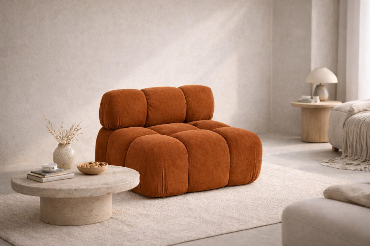 MODUL Mittig, Für Modulares System, Stoff Salvador, Braun, Selia - Braun, Holz (95/70/95cm) - Kaiser Möbel