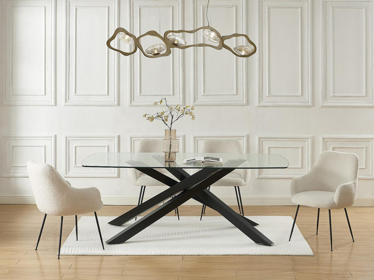 ESSTISCH - 8 Personen - Glas - Transparent, Schwarz - METRILIA - Transparent/Schwarz, Glas (100/200/75cm) - Vente-Unique