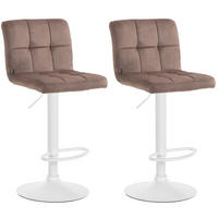 BARHOCKER 2er Set Samt braun - Weiß/Braun, Textil/Metall (46/94/47cm) - CLP