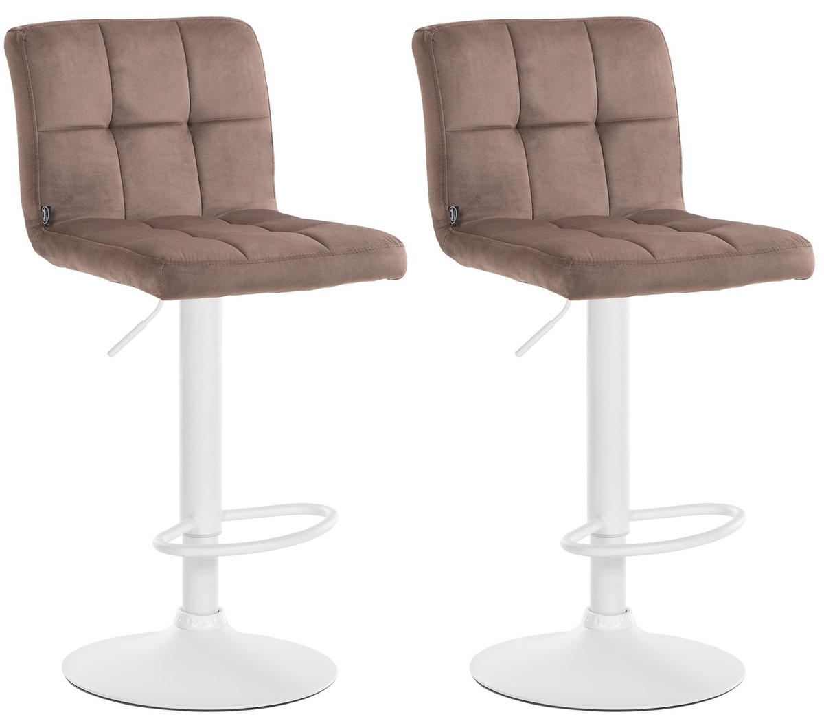 BARHOCKER 2er Set Samt braun - Weiß/Braun, Textil/Metall (46/94/47cm) - CLP