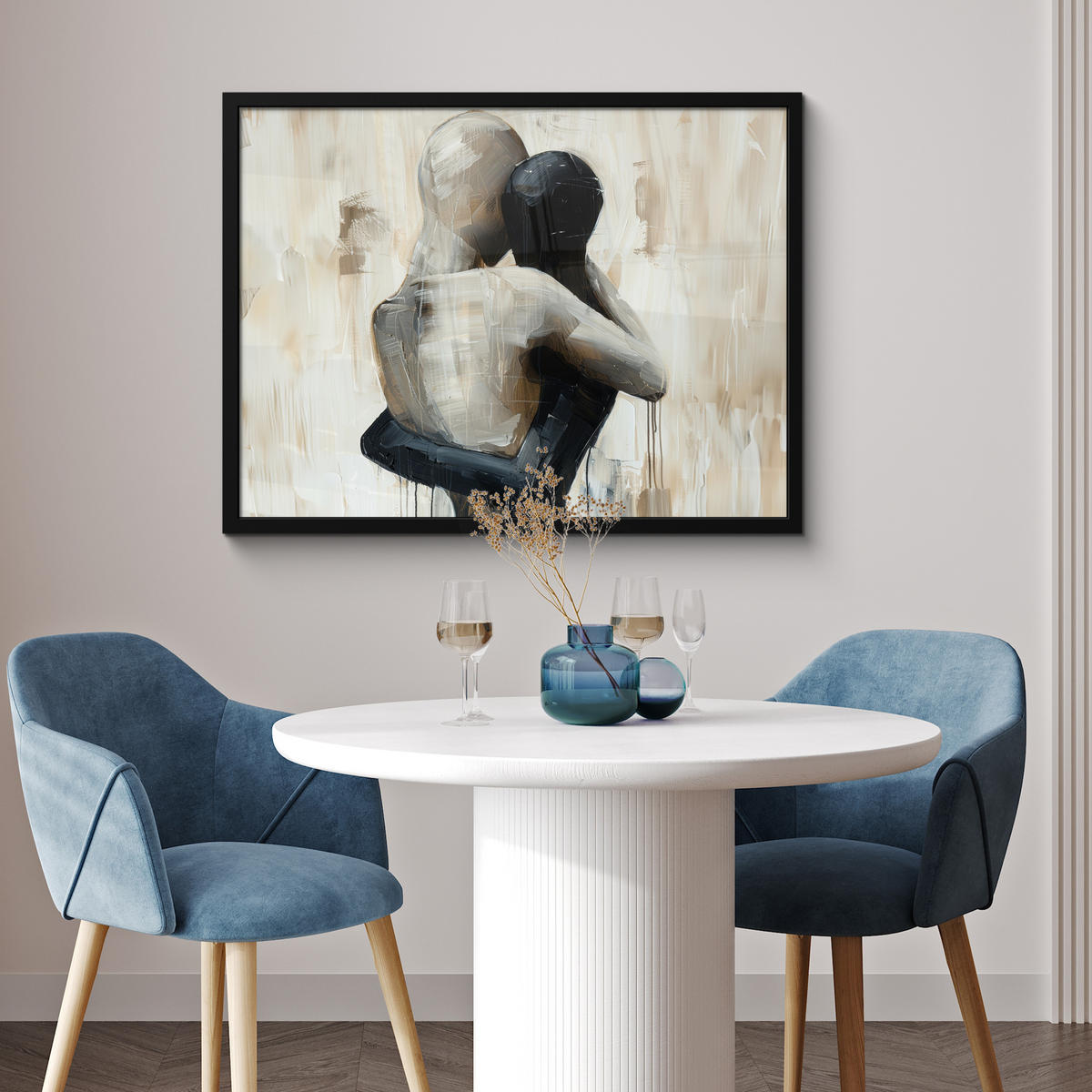 ZARÁMOVANÝ PLAGÁT Abstraktné - Láska - Čiernobiele - Moderné 80x60 cm - čierna, papier (80/60cm) - MuchoWow
