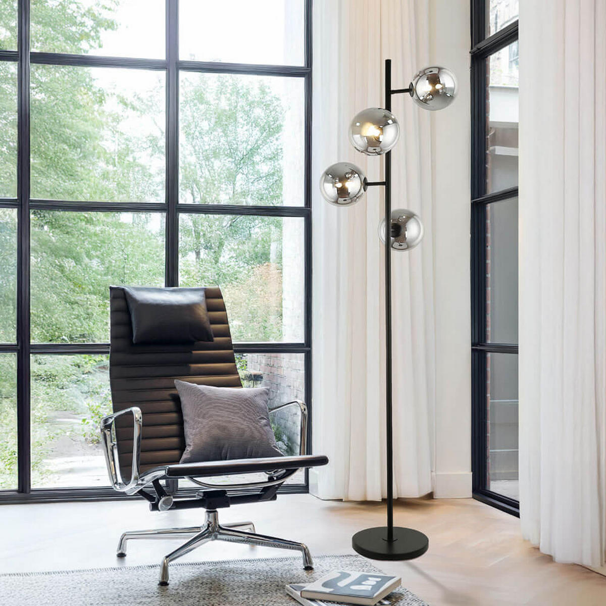 STEHLAMPE VIOLA - Rauchgrau, Stehlampe - Grau, Glas (45/45/166cm) - Home Deluxe