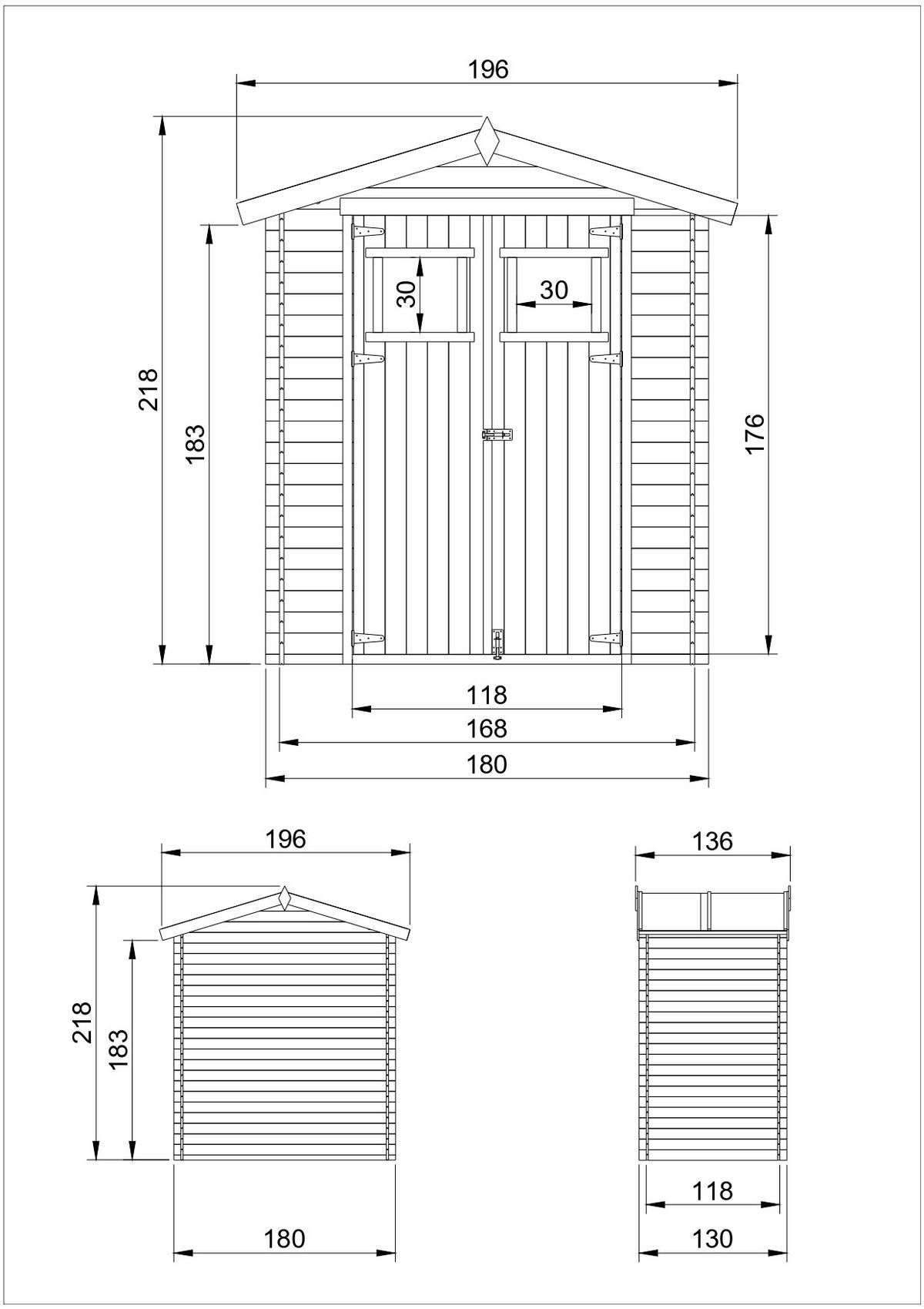 HOLZHAUS GARTENHAUS M367+M367G - mit imprägniertem Boden B196xL136xH218 cm/ 1.98 m2 - Beige, Holz (196/224/136cm) - Timbela