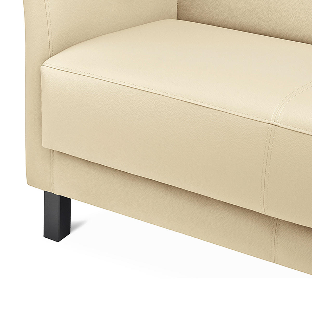 2-SITZER-SOFA ESPECTO Lederoptik, cremig - Creme/Schwarz, Textil (67/71/130cm) - KONSIMO®