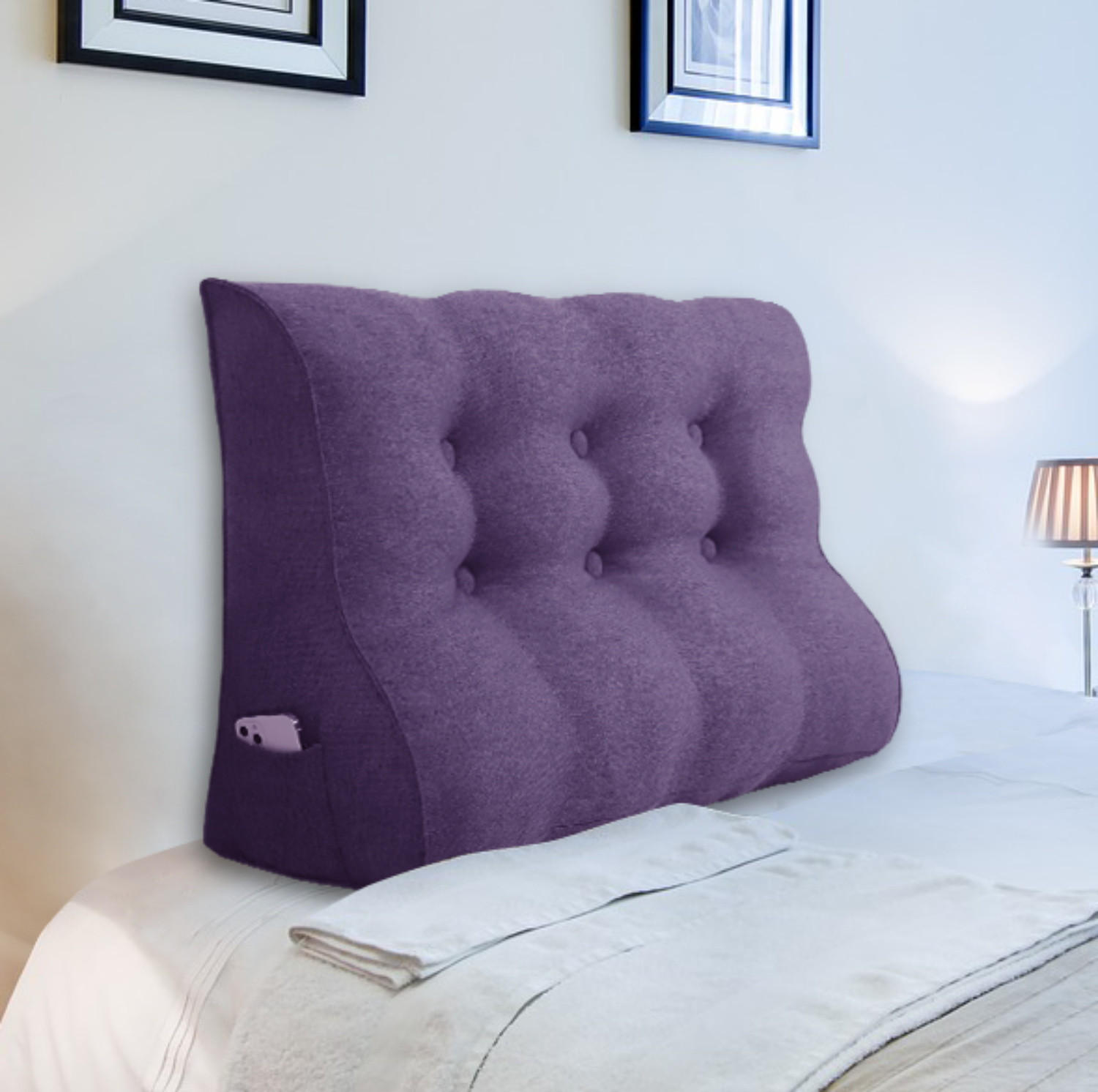 RÜCKENKISSEN Körperkontur Leinenlook Lila 100 cm - Lila, Textil (55/100cm) - Vercart