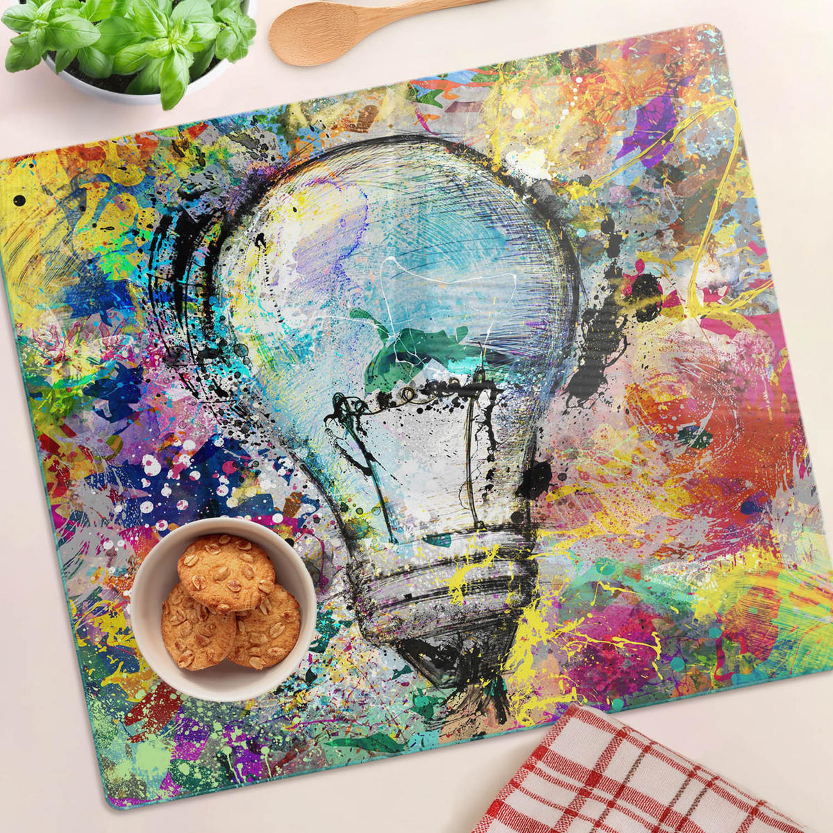 GLASPLATTE 60x52 cm Birne - Multicolor, Glas (60/0.4/52cm) - TULUP