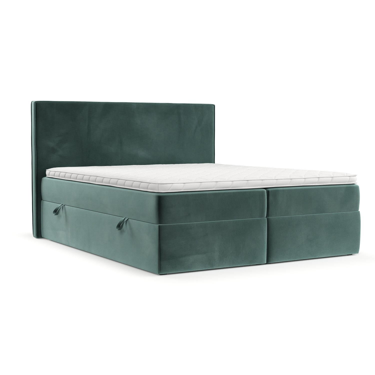 BOXBETT Nuvia 140/200 cm Türkis im Kronos Stoff - Türkis/Schwarz, Holz/Holzwerkstoff (140/200cm) - AltaBeds