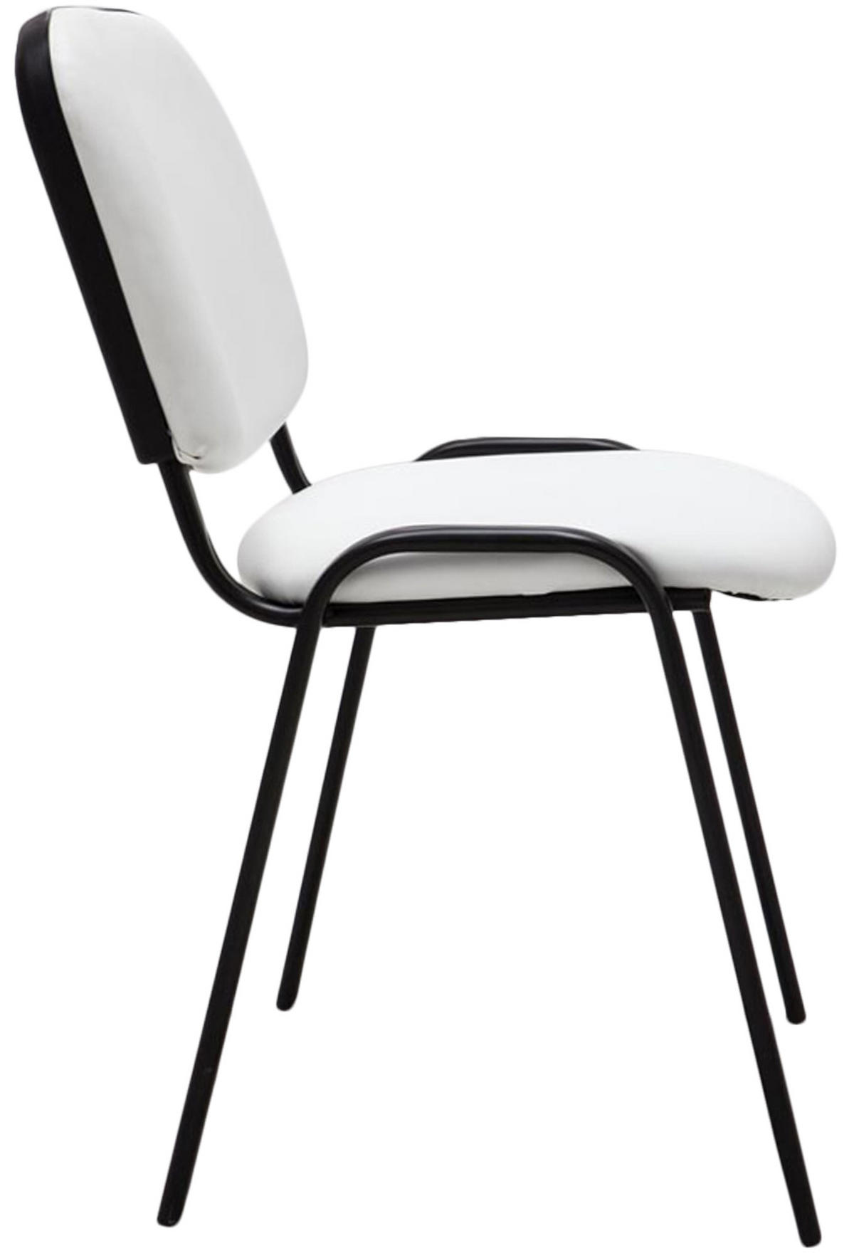 BESUCHERSTUHL Lederlook weiß - Schwarz/Weiß, Textil/Metall (53/83/53cm) - CLP