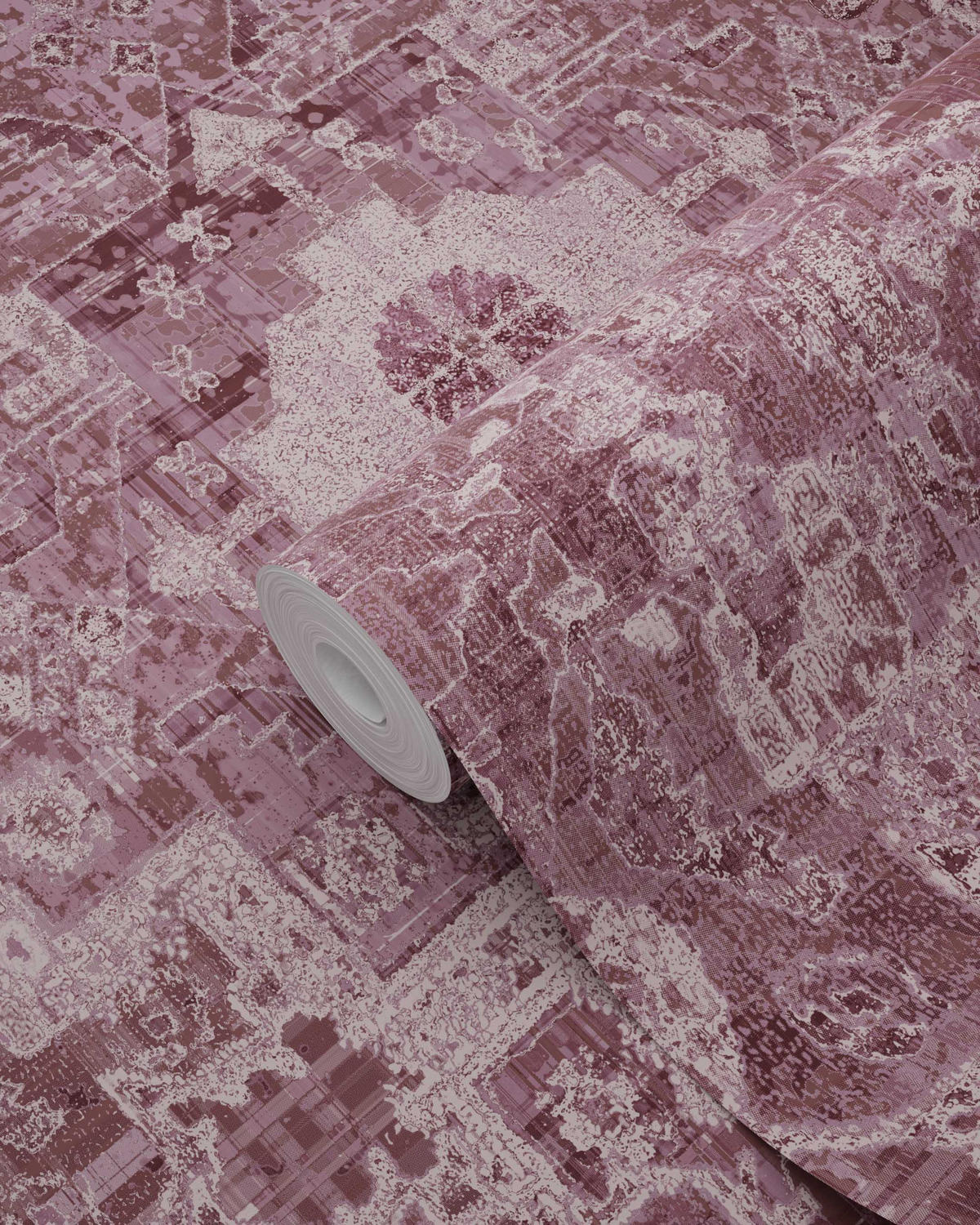 TAPETE orientalisches Kelim-Patchwork 50 x 900 cm - Lila, Papier (50/900cm) - ESTAhome