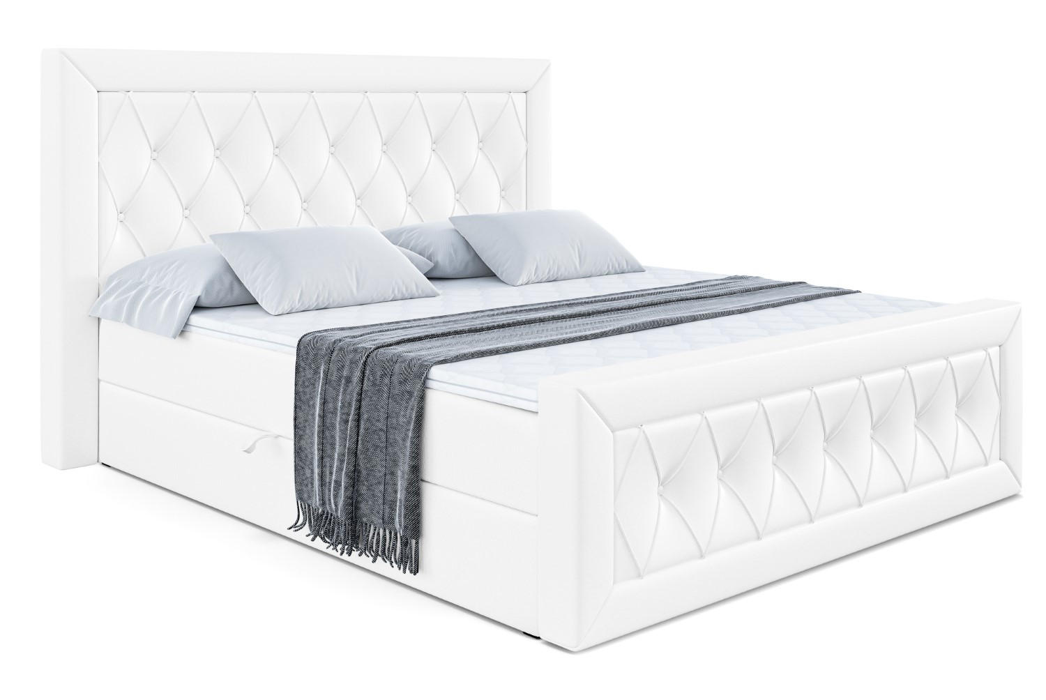 BOXBETT NOEL-Z - 120 x 200 - H3 - Weiß Hochglanz - Weiß Hochglanz, Holzwerkstoff (120/200cm) - ALTDECOR