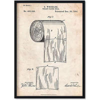 POSTER Vintage Toilettenpapier Patent Vintage Größe A3 Rahmenlos - Klar, Papier (29.7/1/42cm) - Nacnic