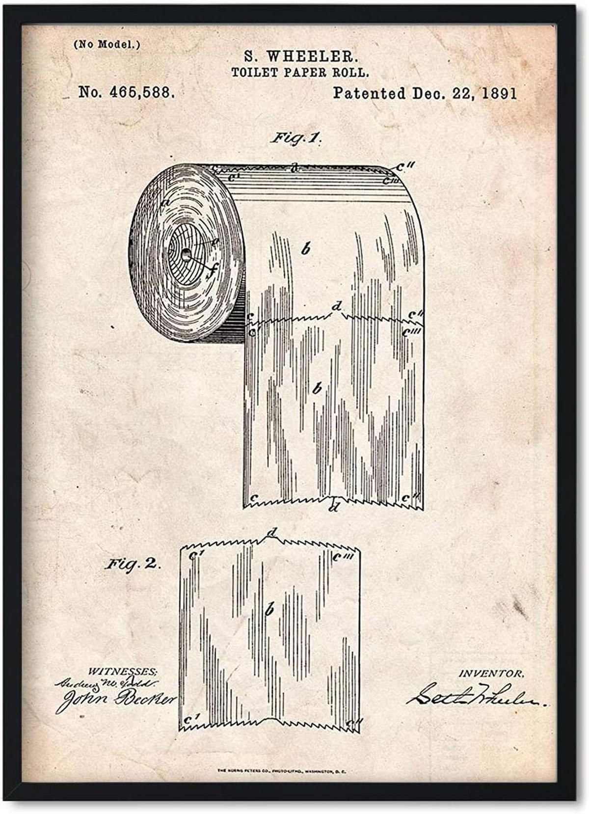 POSTER Vintage Toilettenpapier Patent Vintage Größe A3 Rahmenlos - Klar, Papier (29.7/1/42cm) - Nacnic