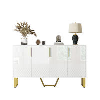 SIDEBOARD 140/40/80 cm in Weiß Hochglanz mit 4 Türen und Metallbeinen - Weiß, Holzwerkstoff (140/80/40cm) - Flora Grace