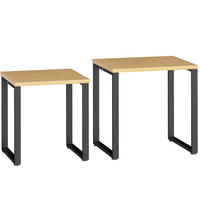 COUCHTISCH 2er-Set 60/50/60 cm & 50/50/54 cm in Natur mit Metallrahmen - Naturfarben, Holz (60/50/60cm) - Flora Grace