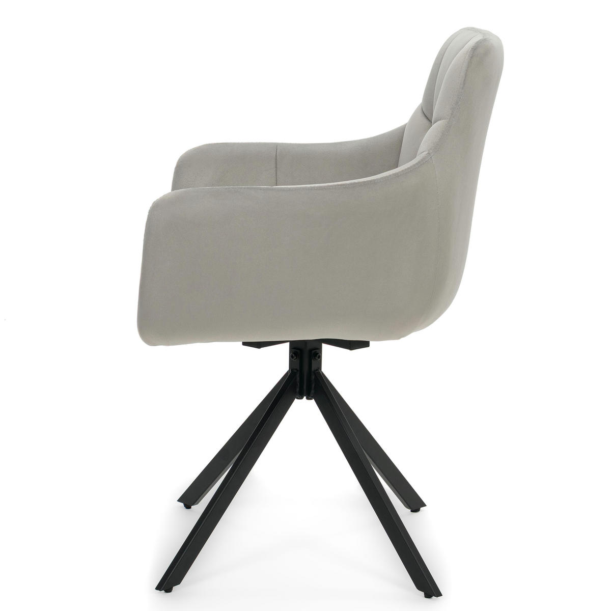 STUHL FANO X drehbar gepolsterter mit Steppung - hellgrau - Velour - Hellgrau/Schwarz, Textil/Metall (58/83/59cm) - NEW HOME