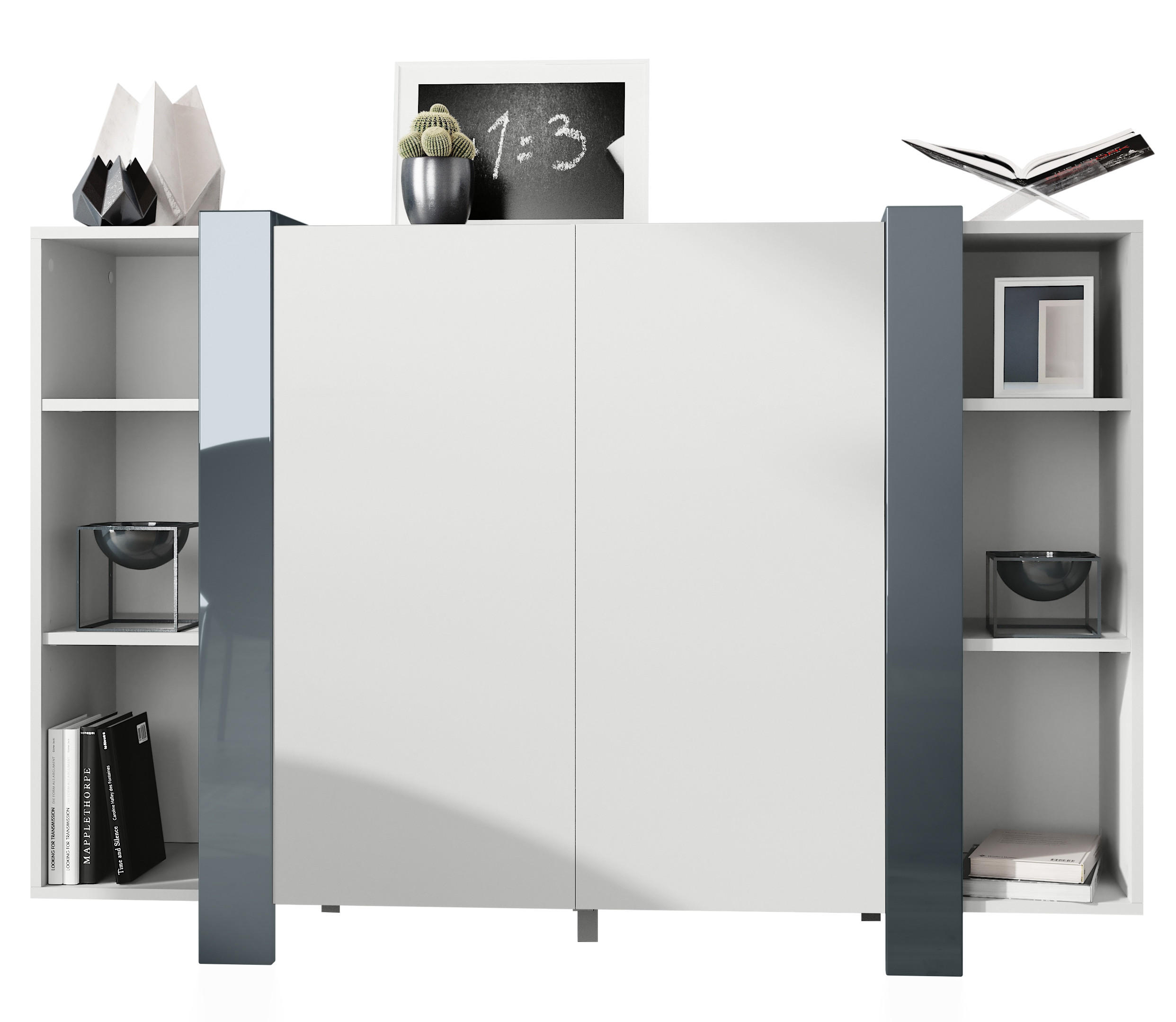 HIGHBOARD Ida Blenden in Grau Hochglanz - Grau, Holzwerkstoff (149/101/34cm) - Vladon