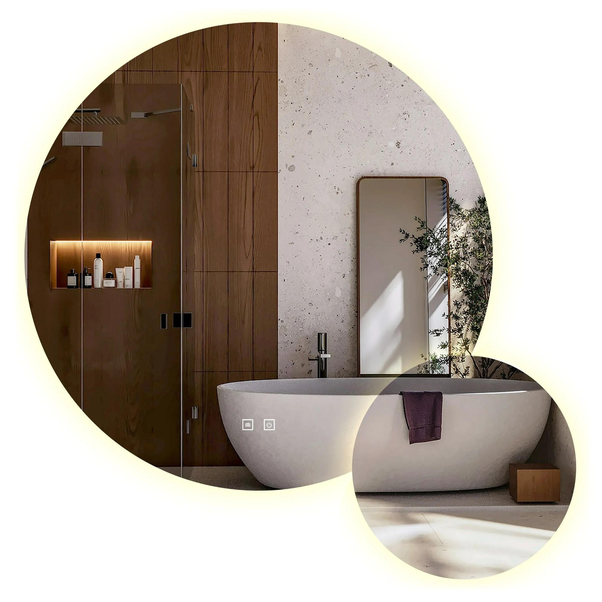 SPIEGEL Rea Led R-9045 90cm + 45cm - Transparent, Glas (90/90/2cm) - REA
