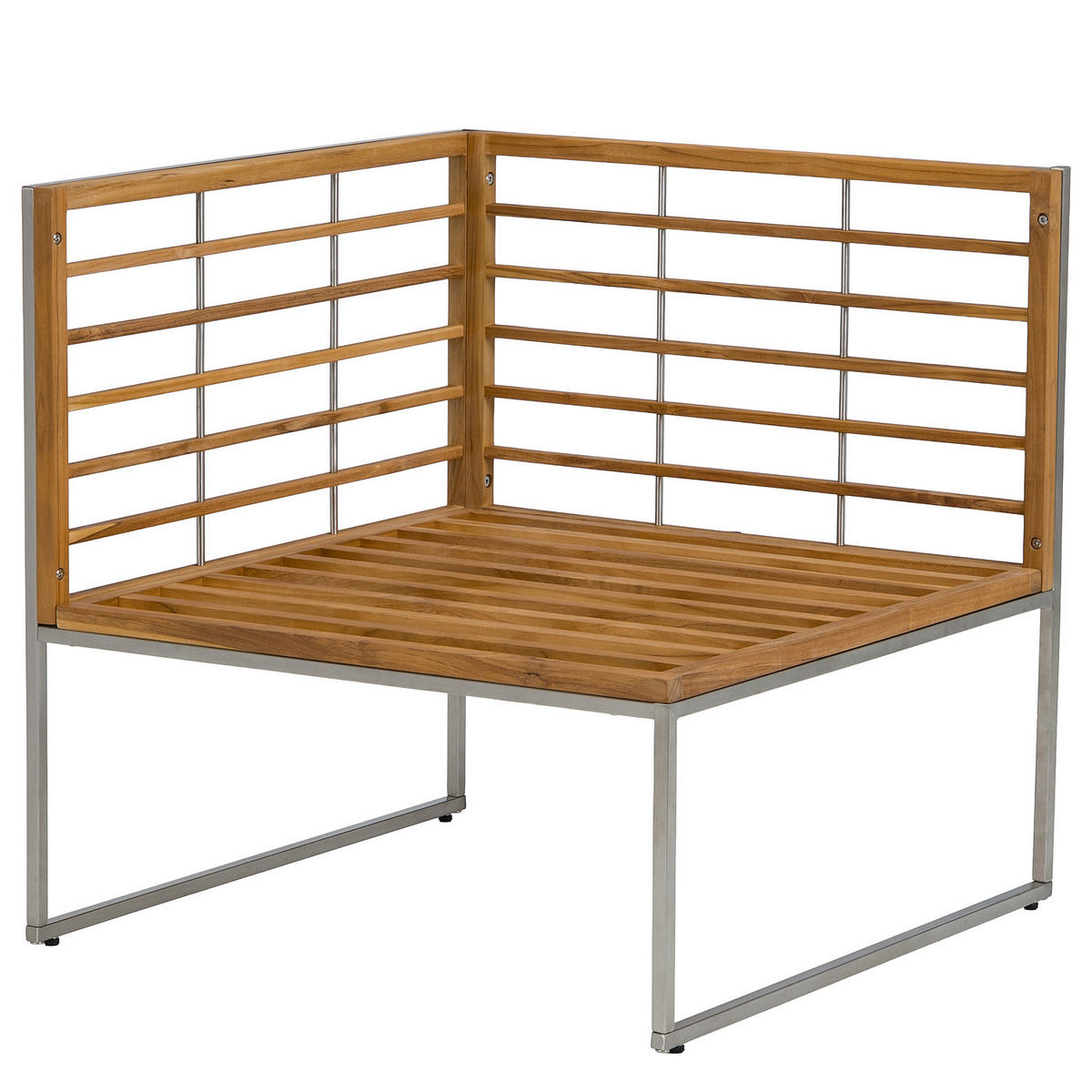 LOUNGEECKE - Webstoff / Teak massiv - Anthrazit, Holz/Textil (70/74/70cm) - home24