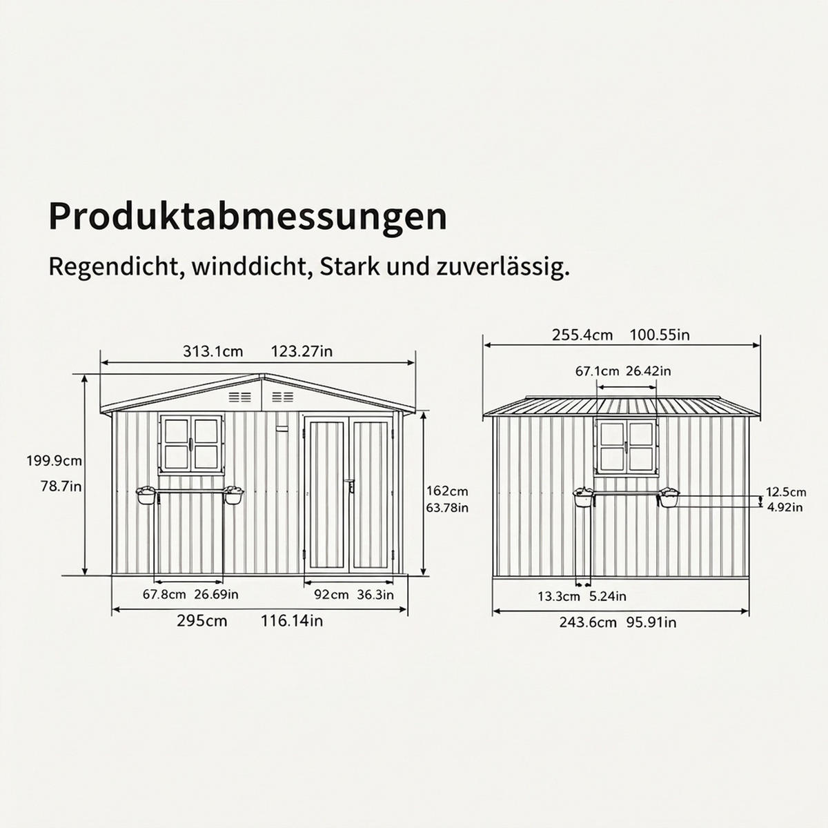 GERÄTEHAUS 295/243.6/199.9 cm Anthrazitgrau (7,19 m²) - Anthrazit, Metall (255.4/199.9/313.1cm) - Oxeza