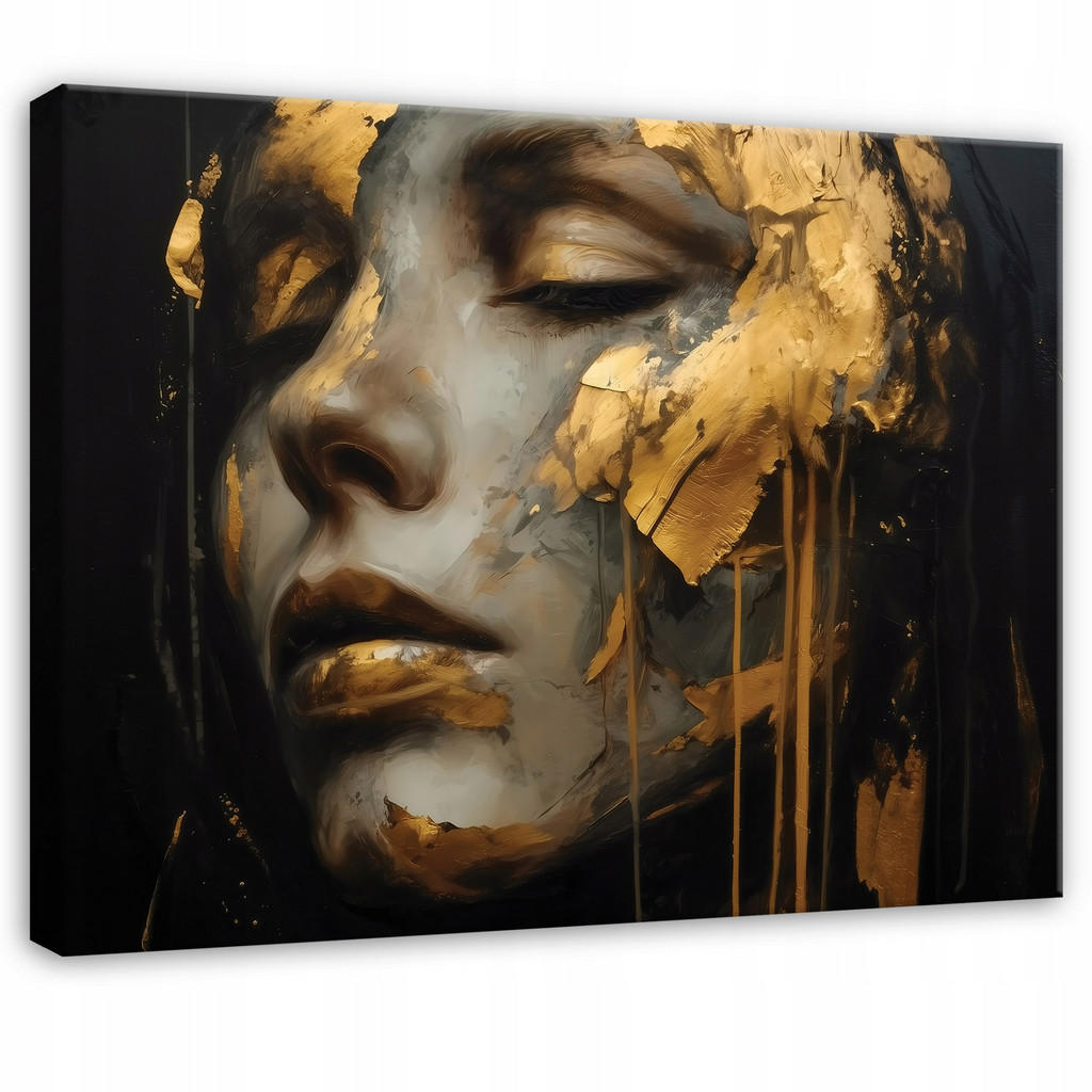 Wallarena NÁSTĚNNÉ OBRAZY Žena Zlatá Černá Abstraktní 120x80