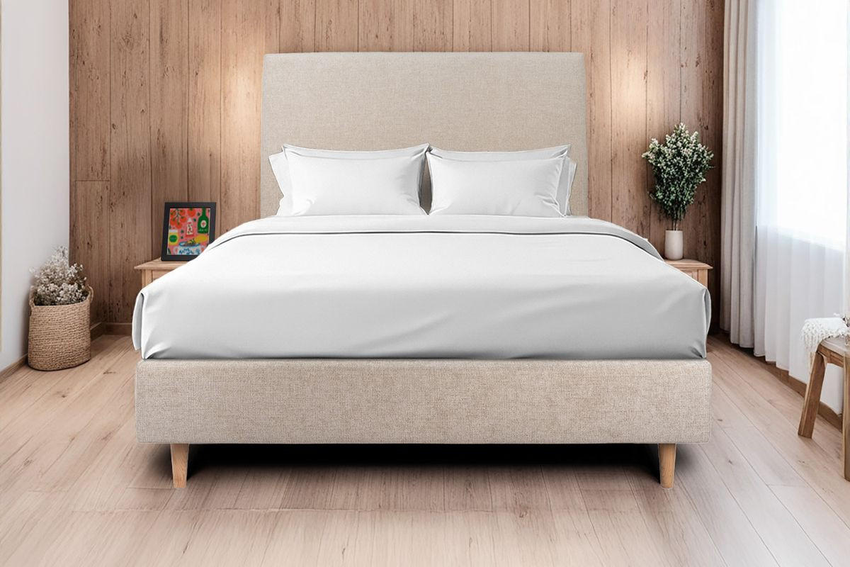 KOPFTEIL gepolstertes – Beigebrauner Stoff - 160 cm - Beige/Braun, Karton/Holz (160/120/10cm) - Sommeil de Plomb