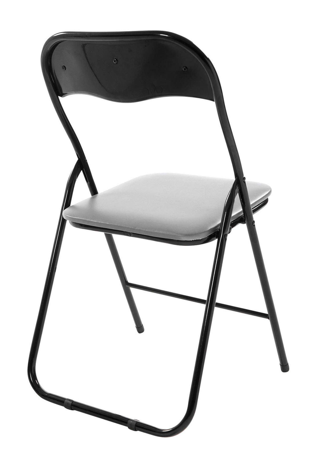 BESUCHERSTUHL Lederlook grau/schwarz - Schwarz/Grau, Textil/Metall (45/78/45cm) - CLP