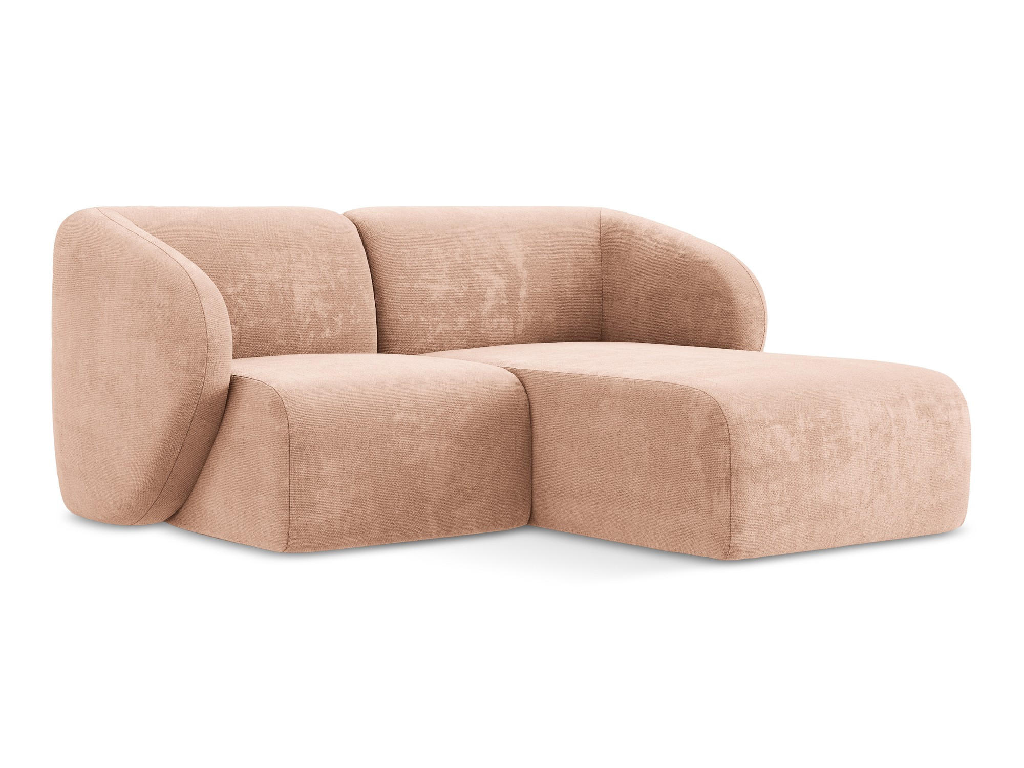 ECKSOFA Rechts Chenille Stoff Pink - Koralle/Schwarz, Holzwerkstoff/Kunststoff (178/166cm) - Makamii