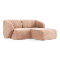 ECKSOFA Rechts Chenille Stoff Pink - Koralle/Schwarz, Holzwerkstoff/Kunststoff (178/166cm) - Makamii