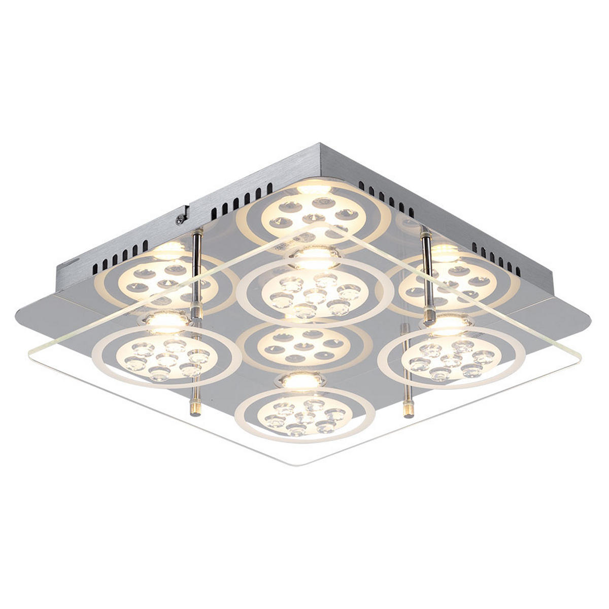 LED DECKENLEUCHTE GIANNA Silber Kristalloptik - Silberfarben, Glas (33/33/8cm) - Esto