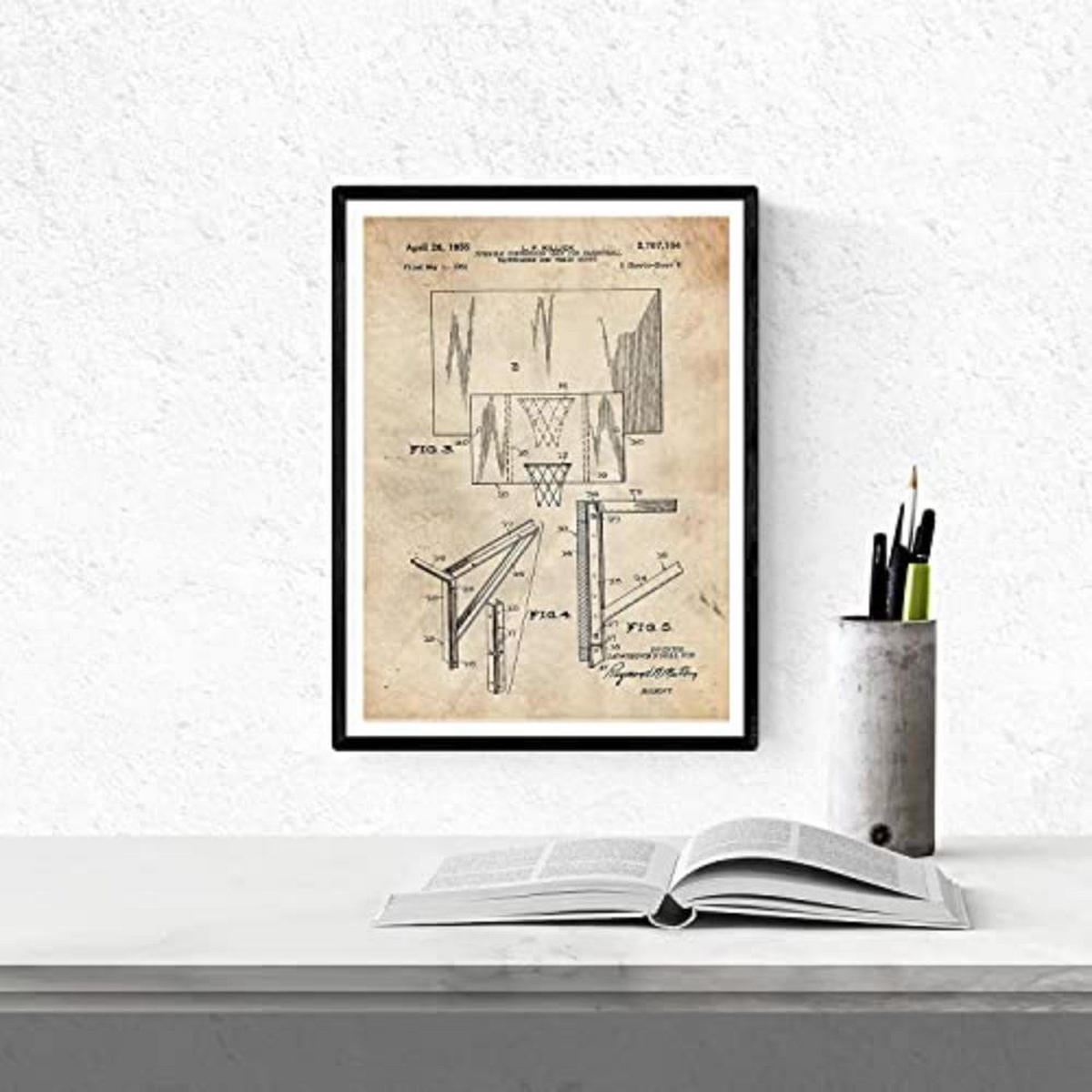POSTER Set mit 4 Jahrgang Basketball Patent A4 Rahmenlos - Klar, Papier (29.7/3cm) - Nacnic