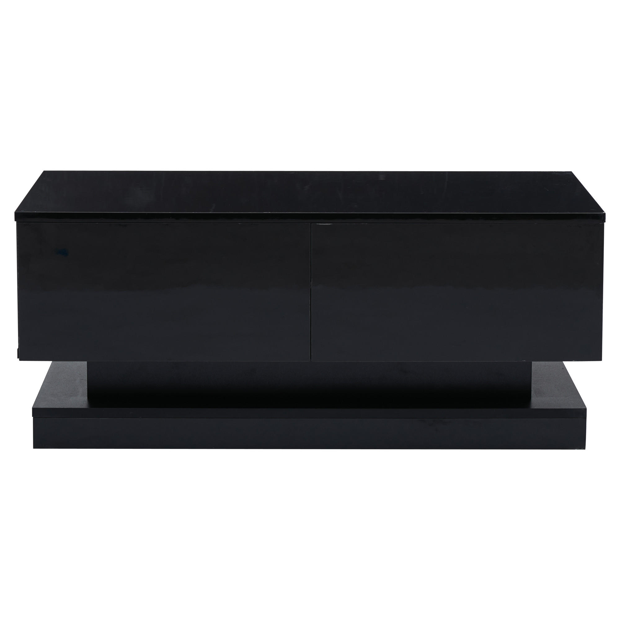 COUCHTISCH Schwarz 90/50/38 cm mit LED-Beleuchtung und Schubladen - Schwarz, Holzwerkstoff (50/90/38cm) - PANGIVO