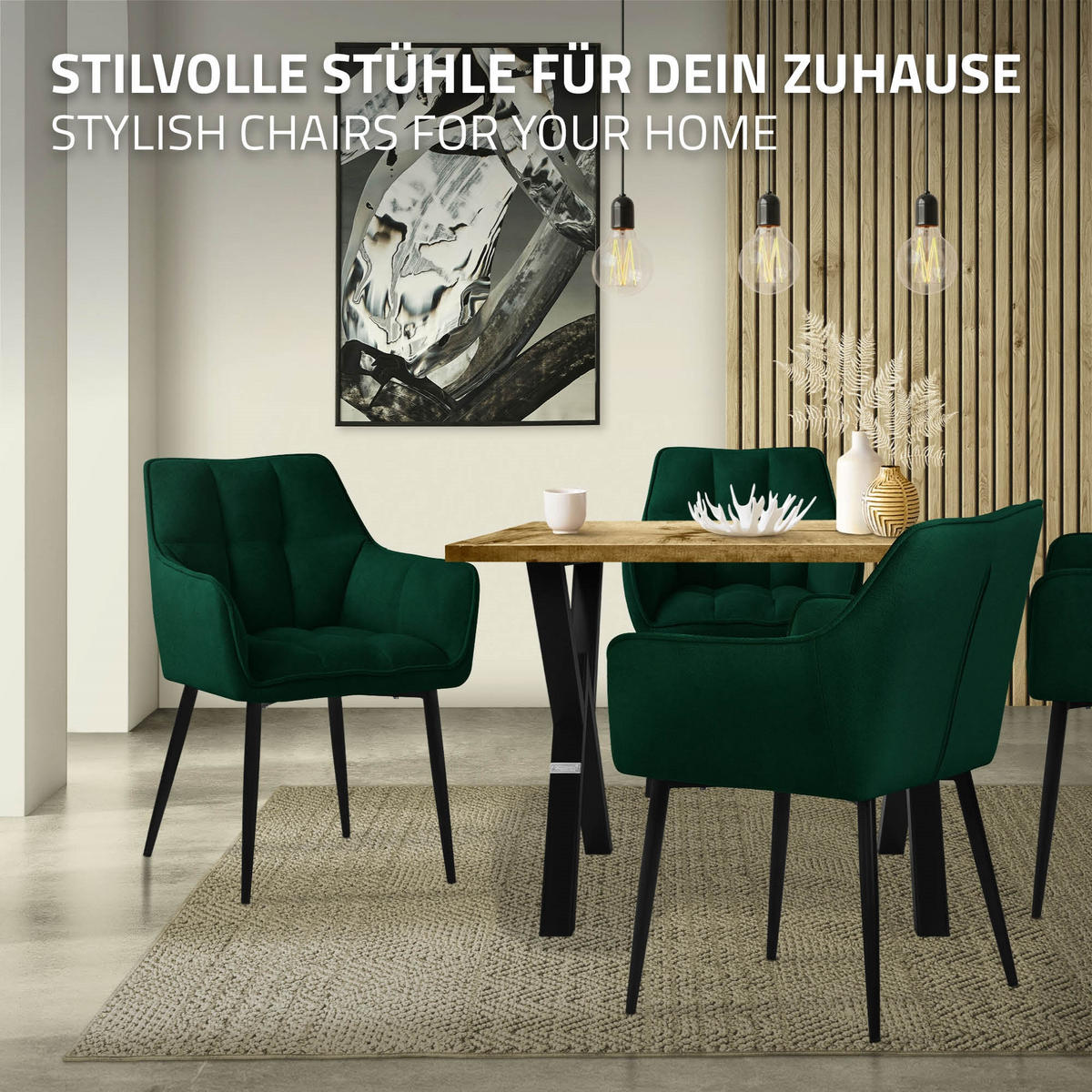 JÍDELNÍŽIDLA, SADA 6 KS, tmavě zelená froté látka - černá/tmavě zelená, kov/textil (63/90/57cm) - ML-DESIGN