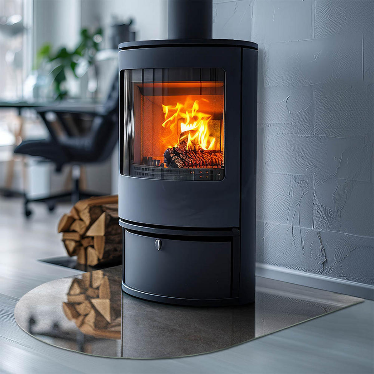 GLASPLATTE für Kamin 80x70 cm - Grau, Glas (80/70/0.4cm) - TULUP