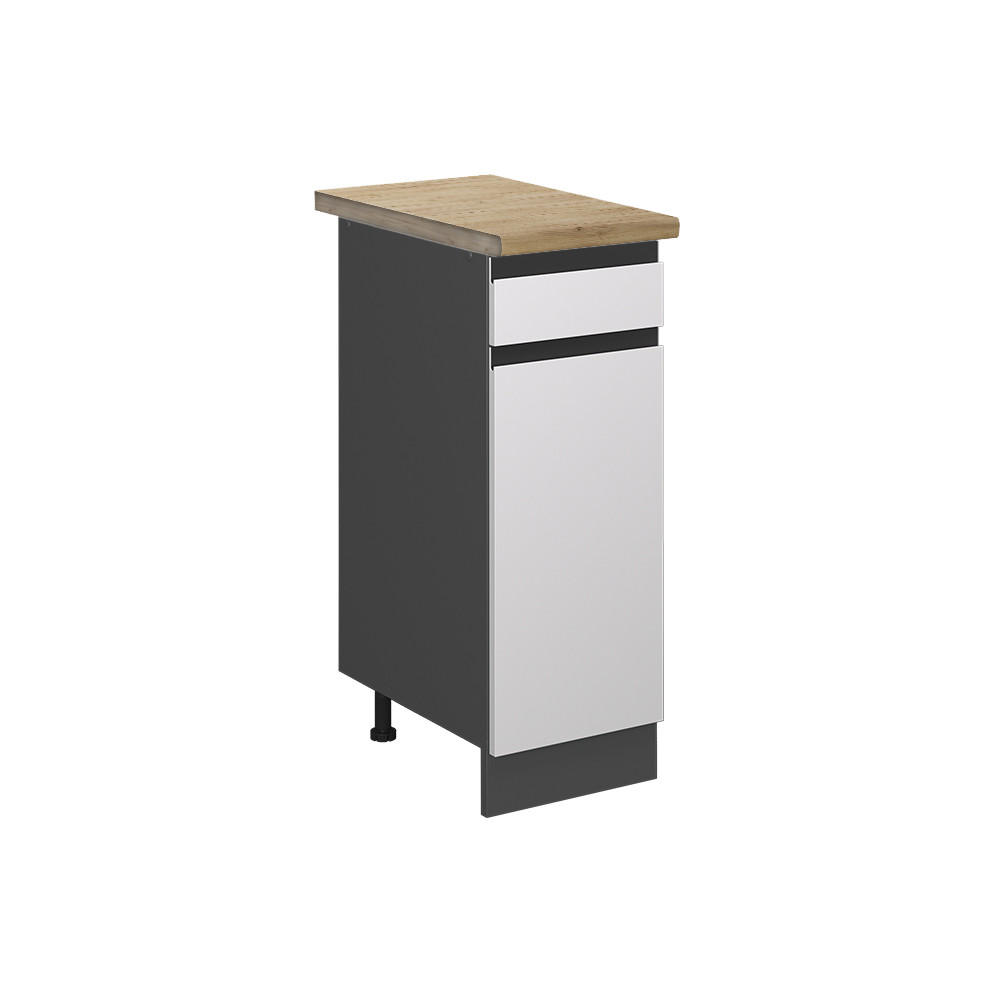 KÜCHENUNTERSCHRANK R-Line Weiß 30 cm, AP Eiche - Anthrazit/Weiß, Holzwerkstoff (30/81.6/60cm) - Vicco