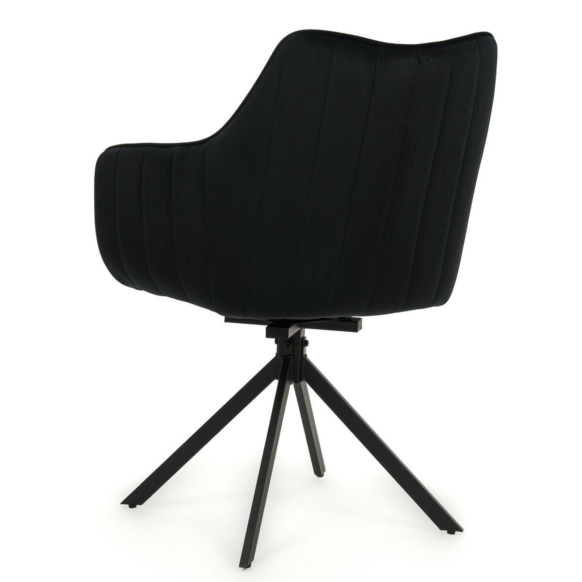 STUHL PIANO drehbar gepolsterter mit Steppung - schwarz - Velour - Schwarz, Textil/Metall (59/88/61cm) - NEW HOME