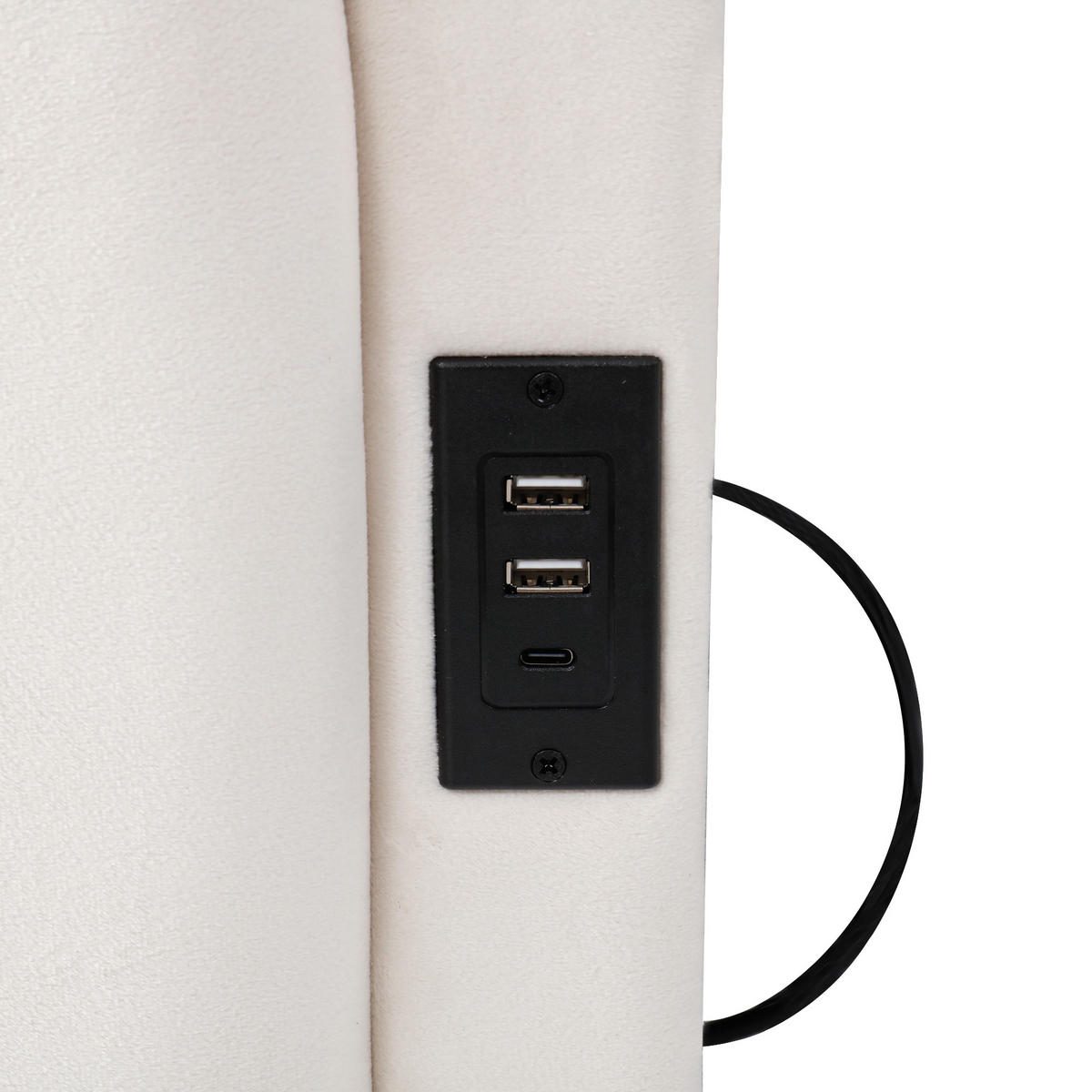 POLSTERBETT aus Samt 90x200 cm in Beige mit Stauraum & USB-Anschlüssen - Beige, Textil (90/200cm) - Modfu