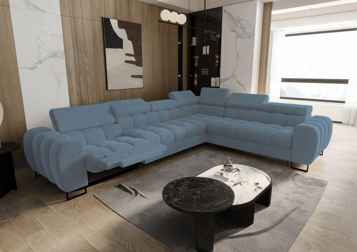 ECKSOFA Bastien Relax - Türkis, Holzwerkstoff/Textil (330/260cm) - Fun Möbel