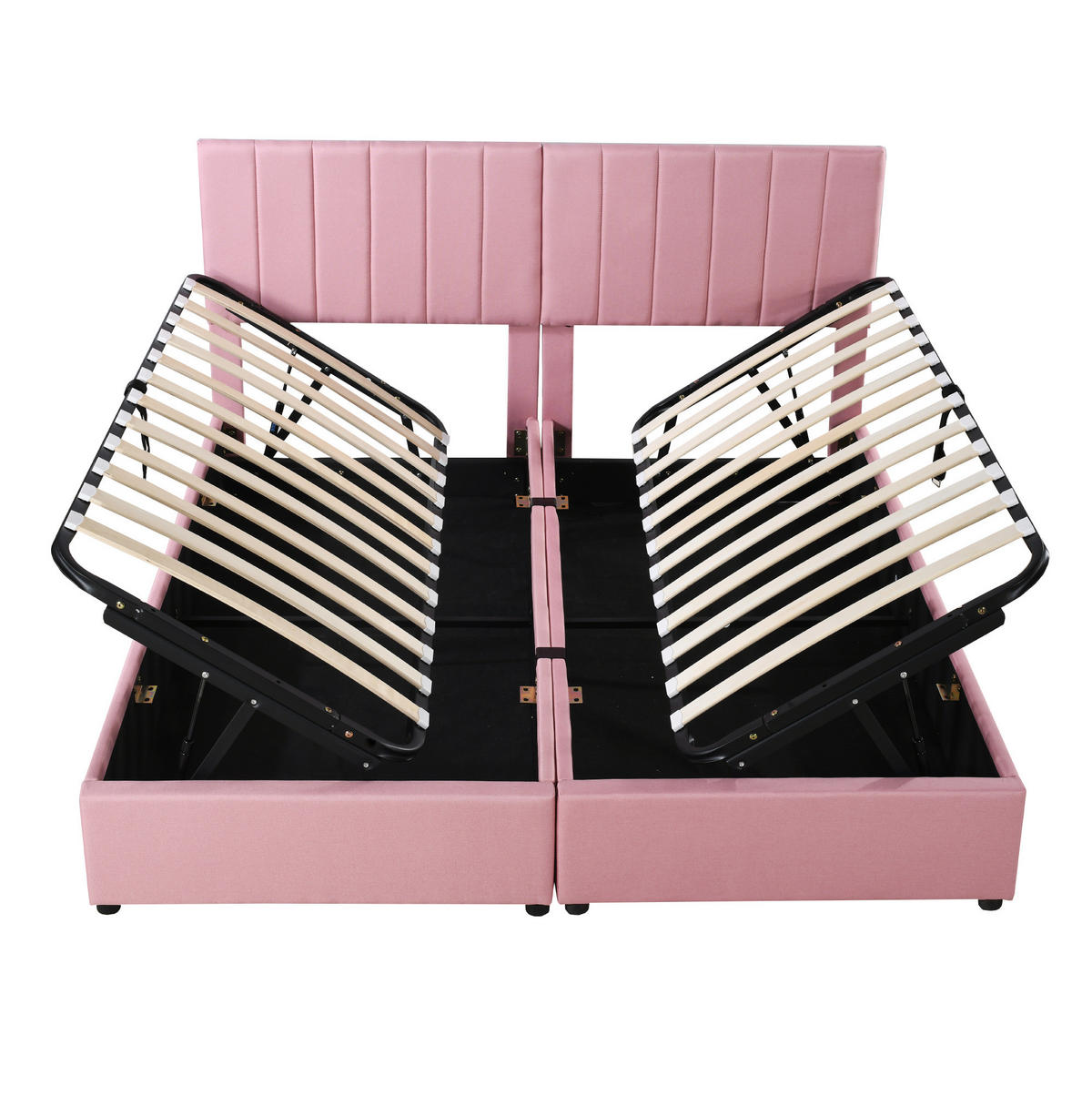 POLSTERBETT 180/200 cm mit hydraulischem Stauraum, 2-in-1 umbaubar und verstellbarem Kopfteil, Rosa - Pink, Textil (180/200cm) - Redom