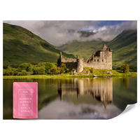 FOTOTAPETE Burgruine Kilchurn See Landschaft 3D 150x105 - Gelb/Beige, Papier (150/105cm) - Muralo
