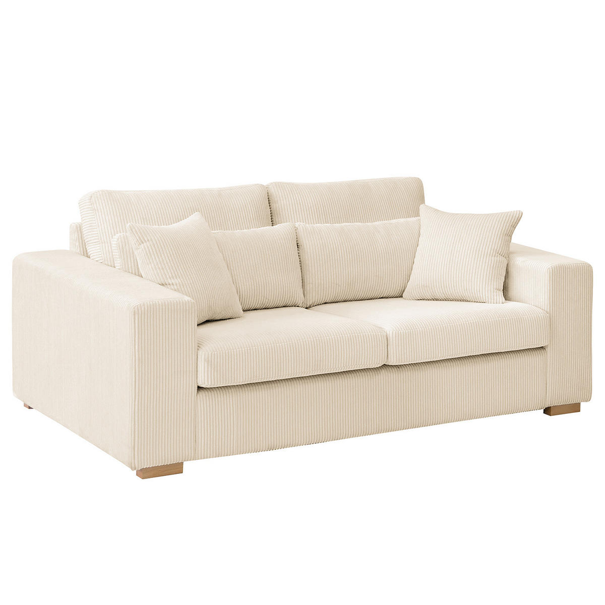 2,5-SITZER SOFA - Buchefarben/Creme, Holz/Buchenholz (194/85/104cm) - home24