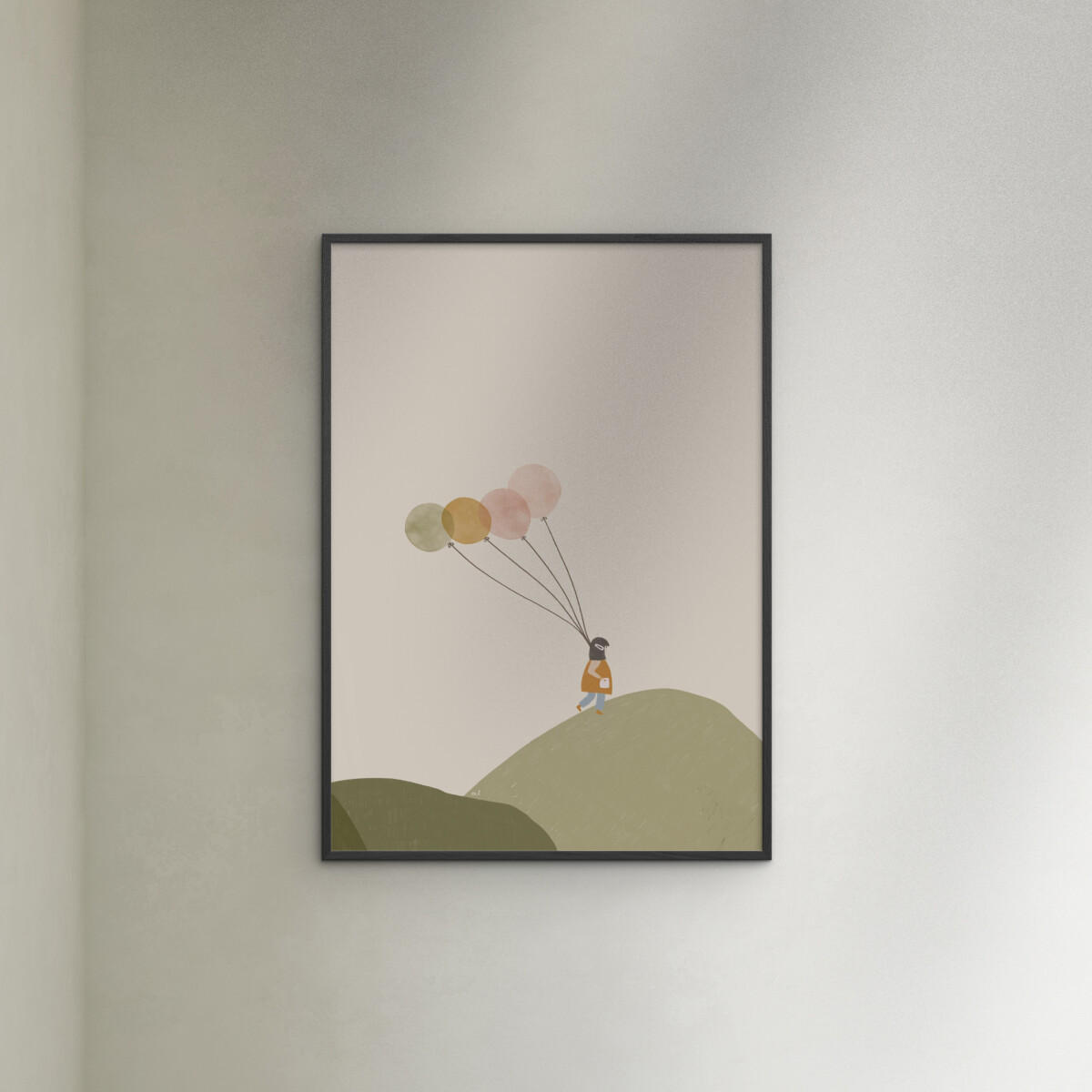 POSTER mit Rahmen Menina Lisboa - Girl and Her Balloons - Multicolor/Schwarz, Holz/Papier (30/40cm) - Poster&Frame