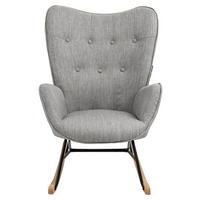 SCHAUKELSTUHL aus grauem Stoff im skandinavischen Stil, für Wohnzimmer und Schlafzimmer - Hellgrau, Holz/Textil (68/98/85cm) - Meubles Cosy
