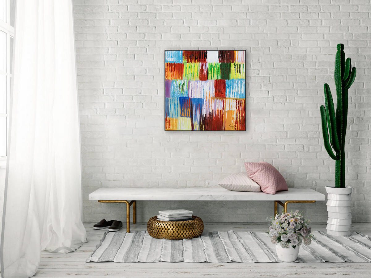 RUČNE MAĽOVANÝ AKRYLOVÝ OBRAZ 60/60 cm, viacfarebný, zvierací motív - viacfarebná, drevo/textil (60/60cm) - KUNSTLOFT